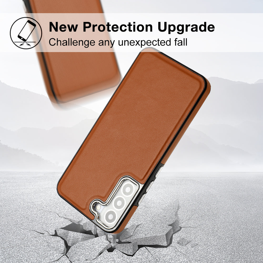 YB Leather Coating Series-6 For Samsung Galaxy S23 Back Cover PU Leather Coated TPU Anti-fall Case