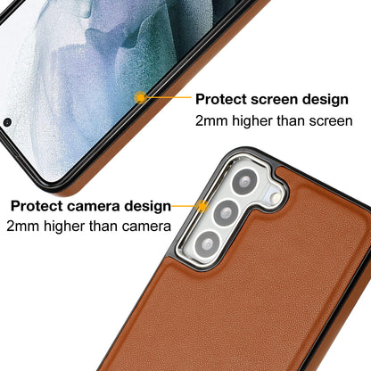 YB Leather Coating Series-6 For Samsung Galaxy S23 Back Cover PU Leather Coated TPU Anti-fall Case