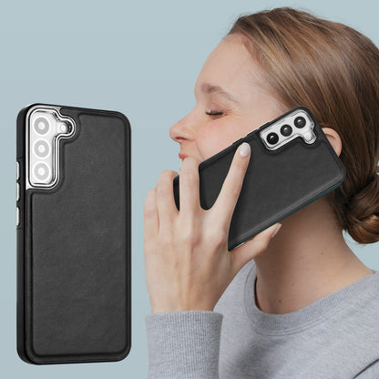 YB Leather Coating Series-6 For Samsung Galaxy S23 Back Cover PU Leather Coated TPU Anti-fall Case