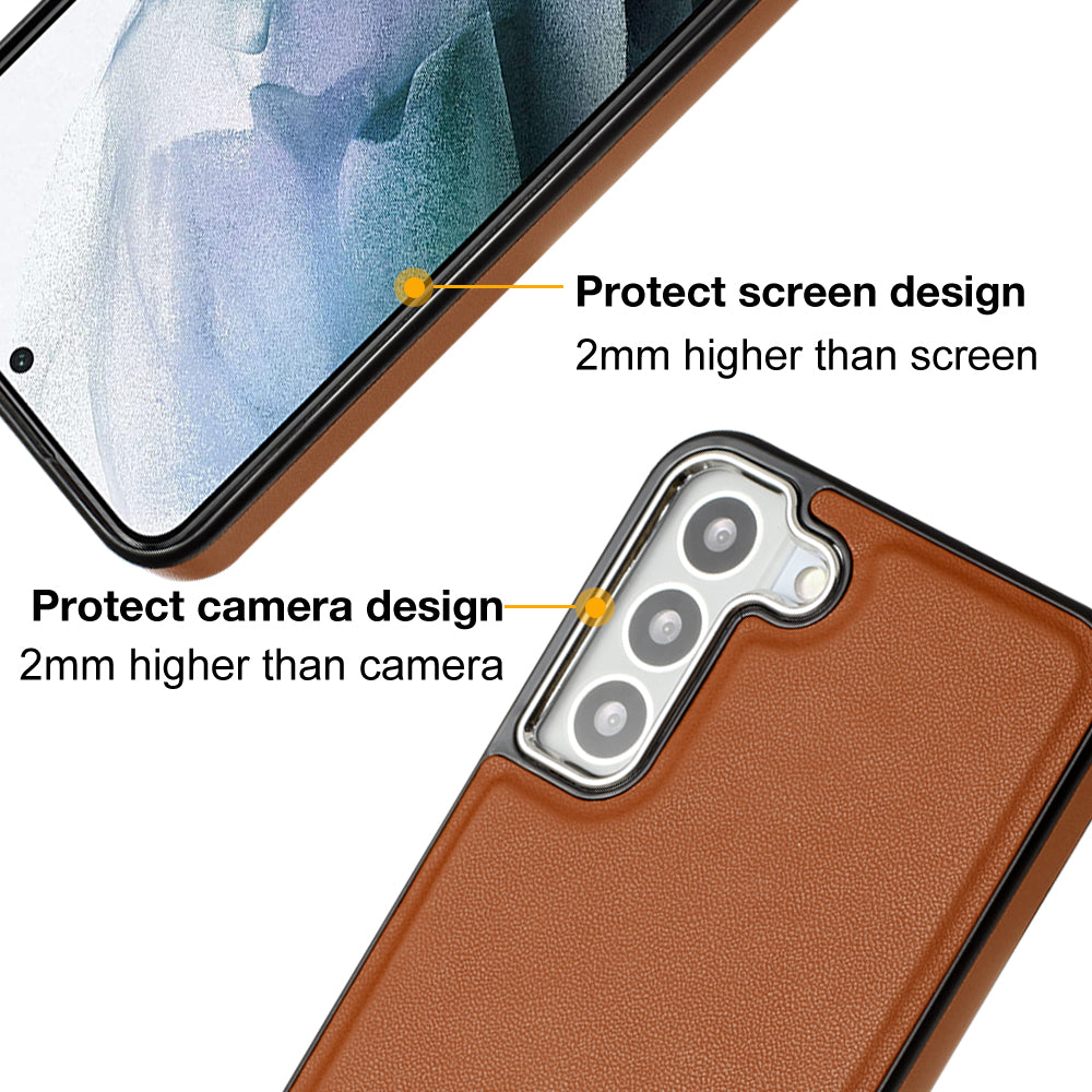 YB Leather Coating Series-6 For Samsung Galaxy S22 5G PU Leather+TPU Case Anti-scratch Phone Cover
