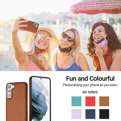 YB Leather Coating Series-6 For Samsung Galaxy S22 5G PU Leather+TPU Case Anti-scratch Phone Cover