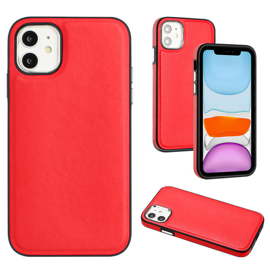 YB Leather Coating Series-6 For iPhone 11 Back Shell Cell Phone Guard Cover PU Leather+TPU Case