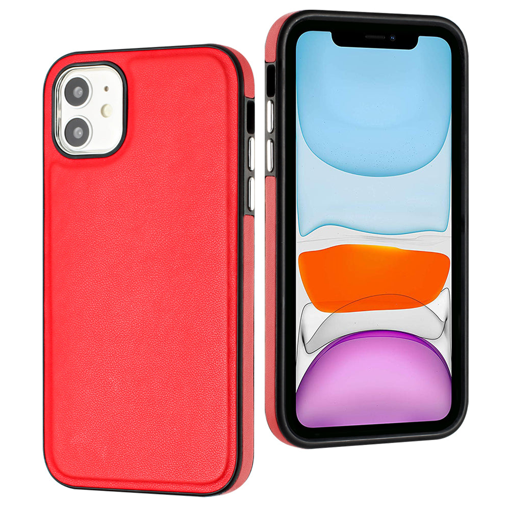 YB Leather Coating Series-6 For iPhone 11 Back Shell Cell Phone Guard Cover PU Leather+TPU Case