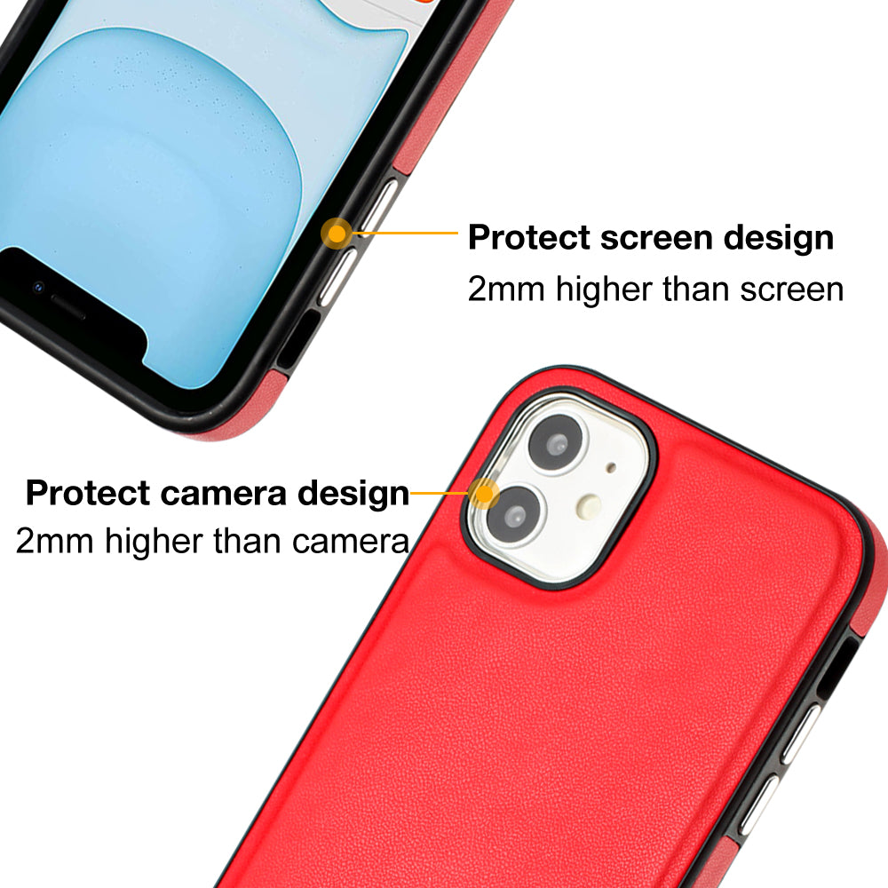 YB Leather Coating Series-6 For iPhone 11 Back Shell Cell Phone Guard Cover PU Leather+TPU Case