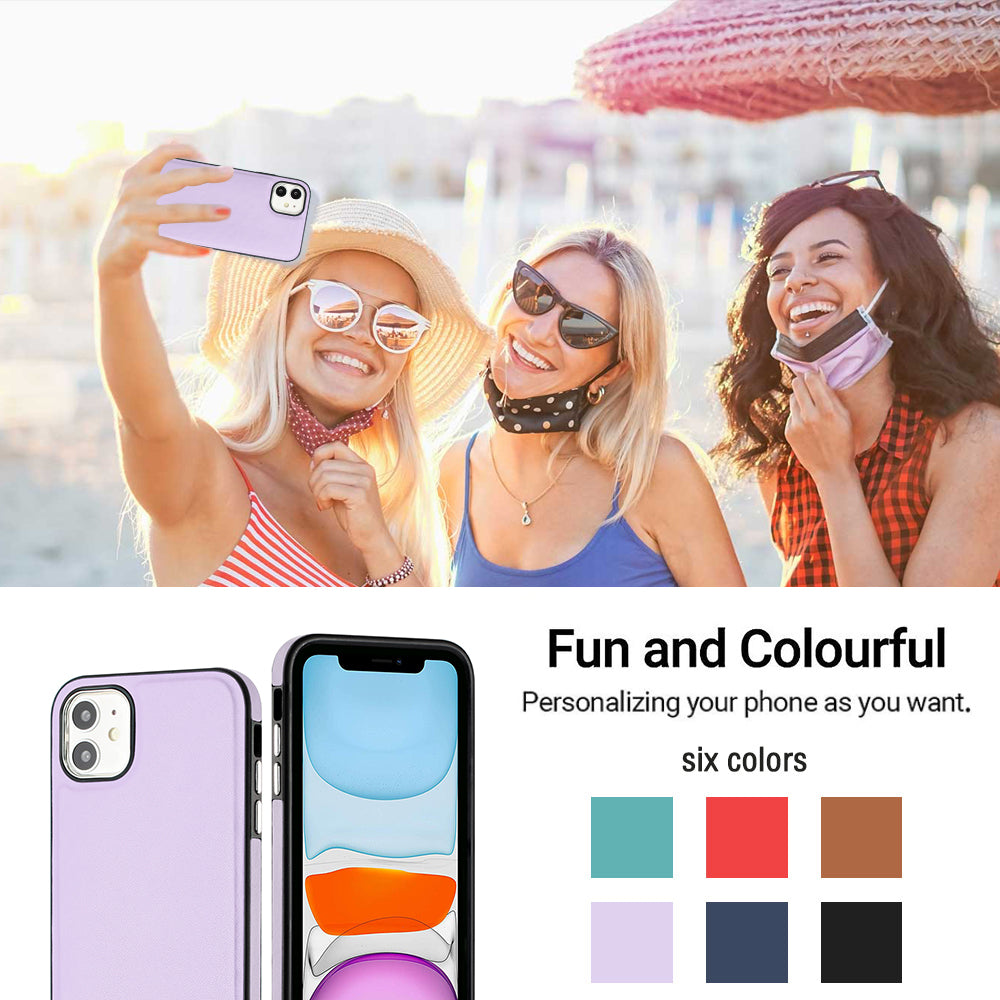 YB Leather Coating Series-6 For iPhone 11 Back Shell Cell Phone Guard Cover PU Leather+TPU Case