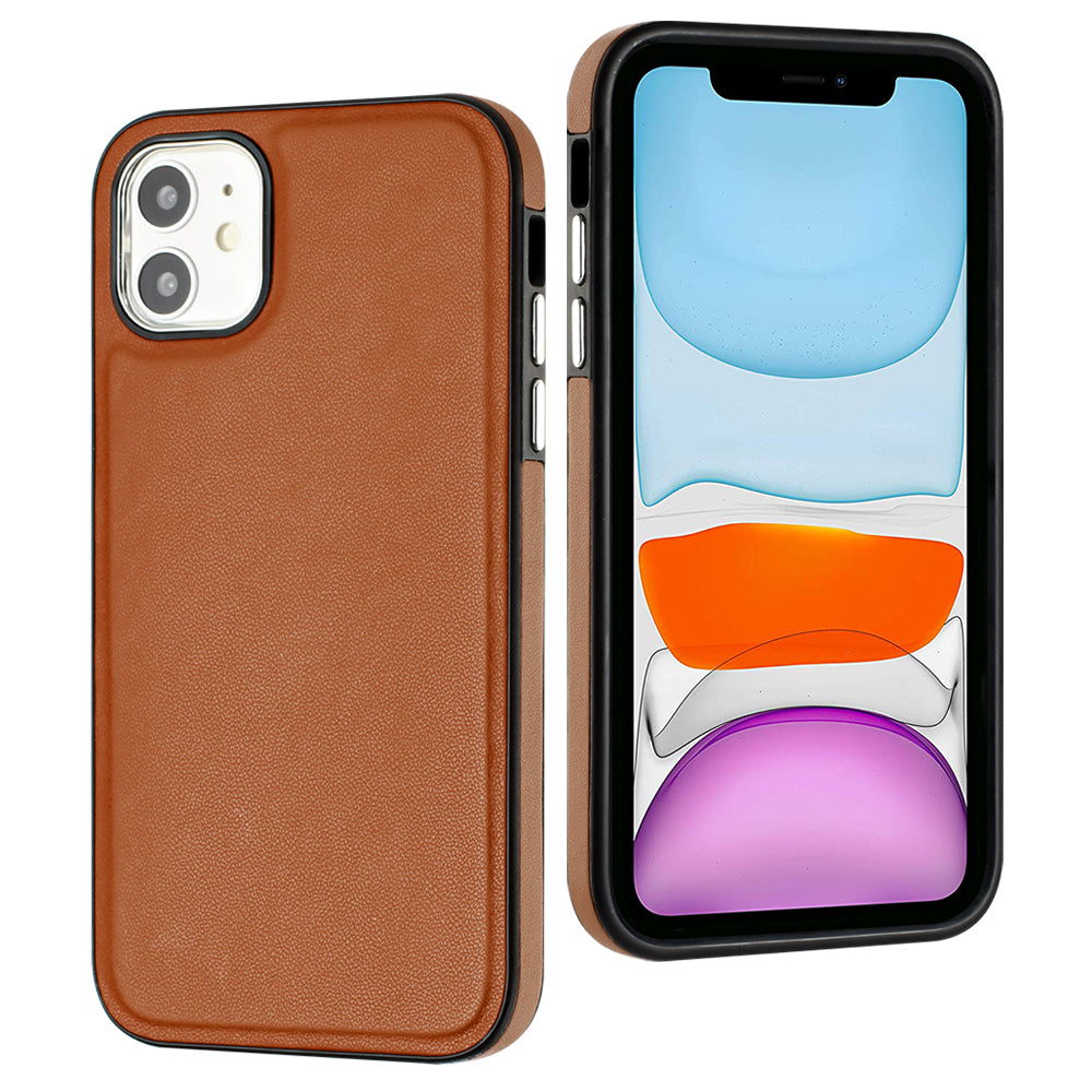 YB Leather Coating Series-6 For iPhone 11 Back Shell Cell Phone Guard Cover PU Leather+TPU Case