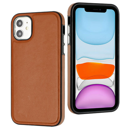 YB Leather Coating Series-6 For iPhone 11 Back Shell Cell Phone Guard Cover PU Leather+TPU Case
