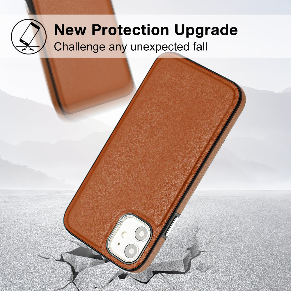 YB Leather Coating Series-6 For iPhone 11 Back Shell Cell Phone Guard Cover PU Leather+TPU Case