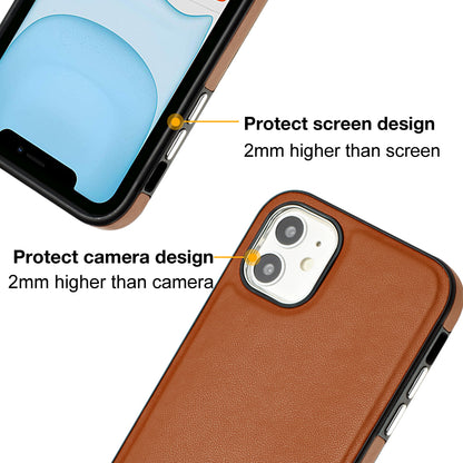 YB Leather Coating Series-6 For iPhone 11 Back Shell Cell Phone Guard Cover PU Leather+TPU Case