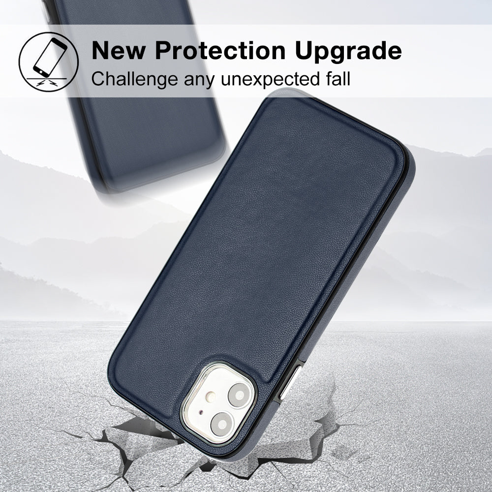 YB Leather Coating Series-6 For iPhone 11 Back Shell Cell Phone Guard Cover PU Leather+TPU Case
