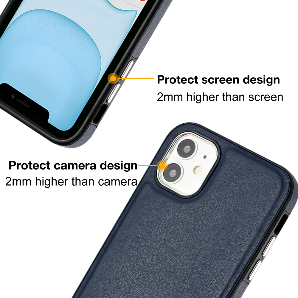 YB Leather Coating Series-6 For iPhone 11 Back Shell Cell Phone Guard Cover PU Leather+TPU Case