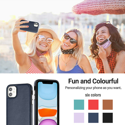 YB Leather Coating Series-6 For iPhone 11 Back Shell Cell Phone Guard Cover PU Leather+TPU Case