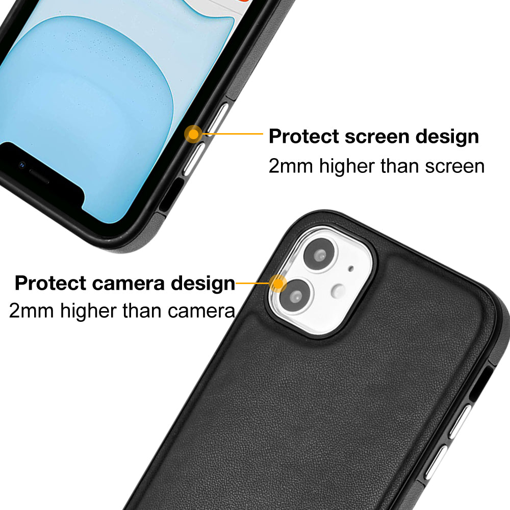 YB Leather Coating Series-6 For iPhone 11 Back Shell Cell Phone Guard Cover PU Leather+TPU Case