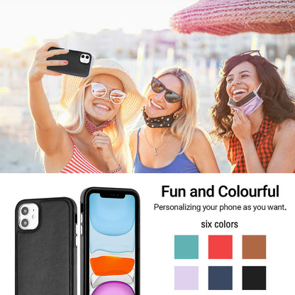 YB Leather Coating Series-6 For iPhone 11 Back Shell Cell Phone Guard Cover PU Leather+TPU Case