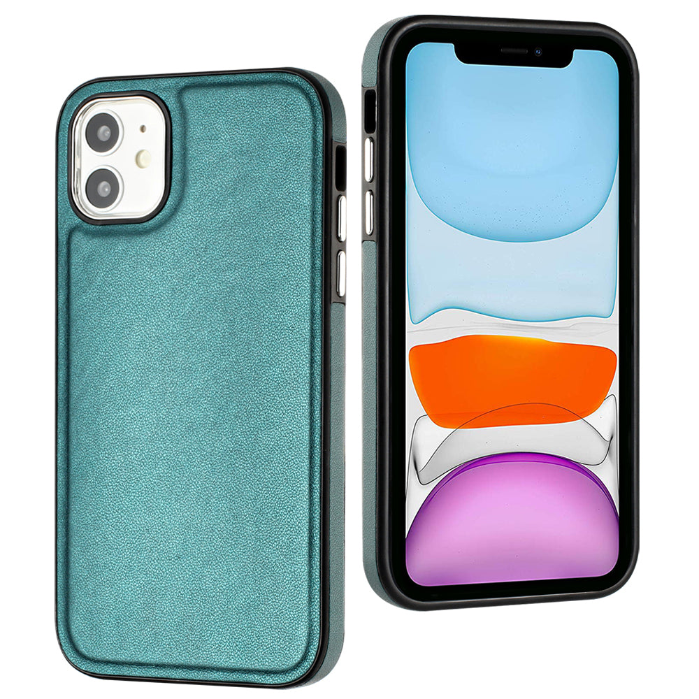 YB Leather Coating Series-6 For iPhone 11 Back Shell Cell Phone Guard Cover PU Leather+TPU Case