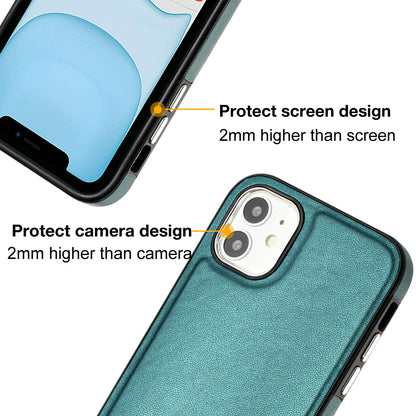 YB Leather Coating Series-6 For iPhone 11 Back Shell Cell Phone Guard Cover PU Leather+TPU Case