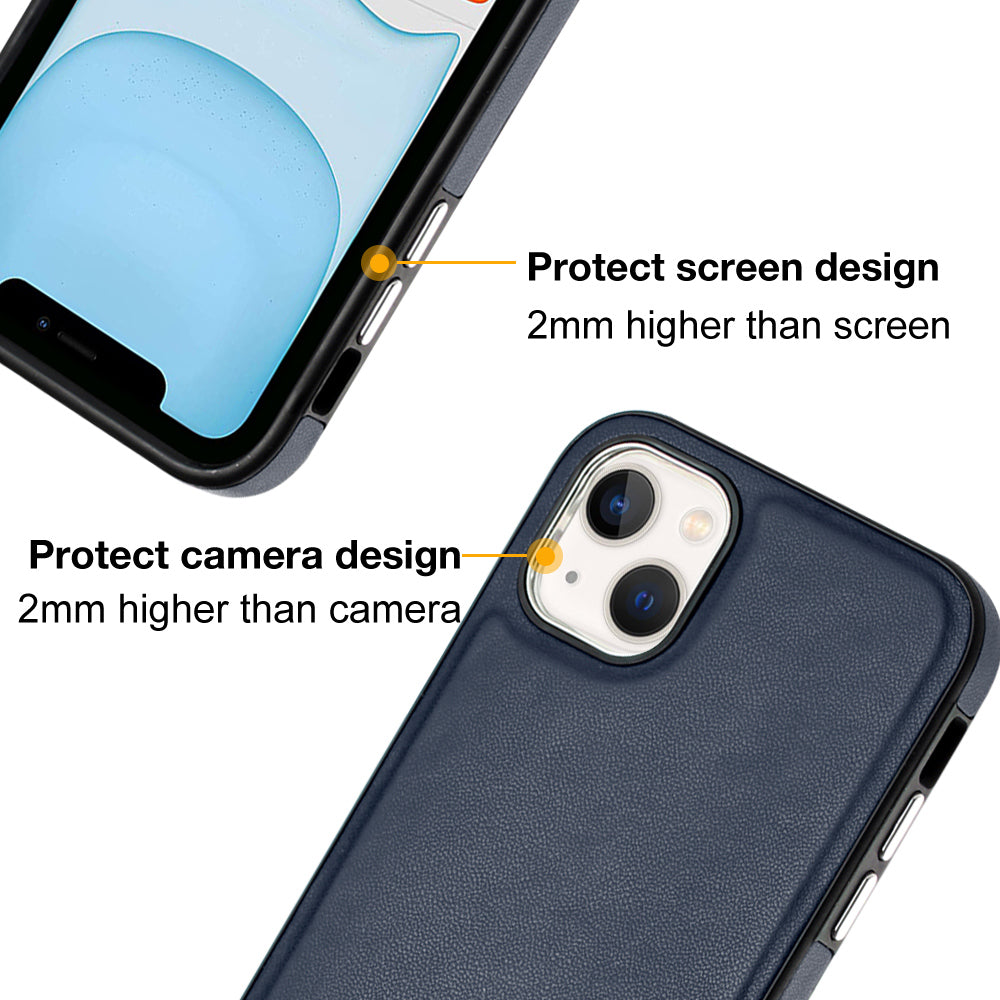 YB Leather Coating Series-6 For iPhone 13 PU Leather+TPU Shell Shock-absorbing Cell Phone Case