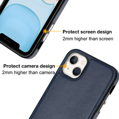 YB Leather Coating Series-6 For iPhone 13 PU Leather+TPU Shell Shock-absorbing Cell Phone Case