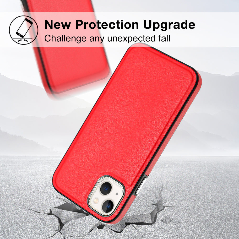 YB Leather Coating Series-6 For iPhone 13 PU Leather+TPU Shell Shock-absorbing Cell Phone Case