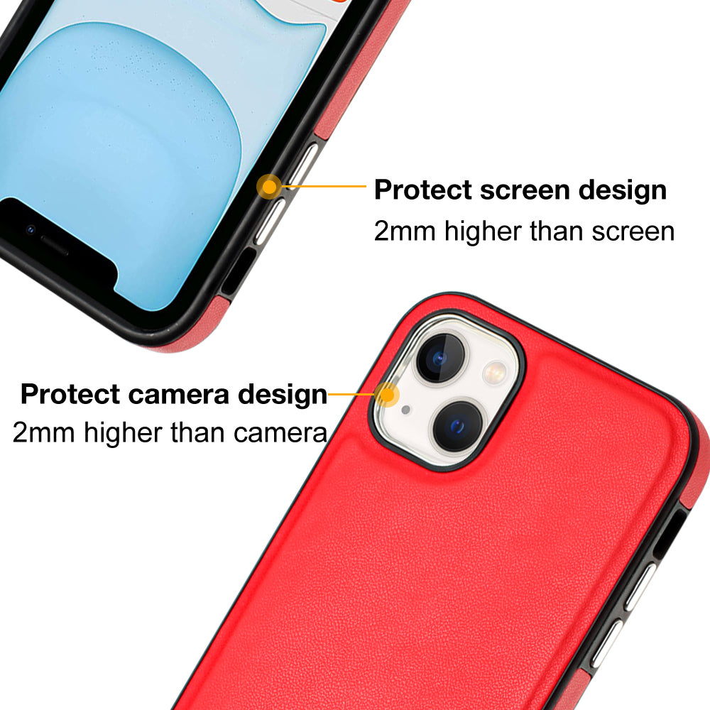 YB Leather Coating Series-6 For iPhone 13 PU Leather+TPU Shell Shock-absorbing Cell Phone Case