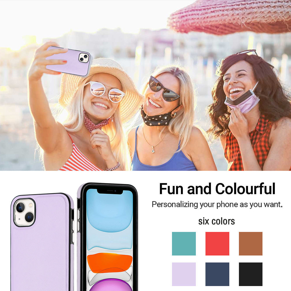 YB Leather Coating Series-6 For iPhone 13 PU Leather+TPU Shell Shock-absorbing Cell Phone Case