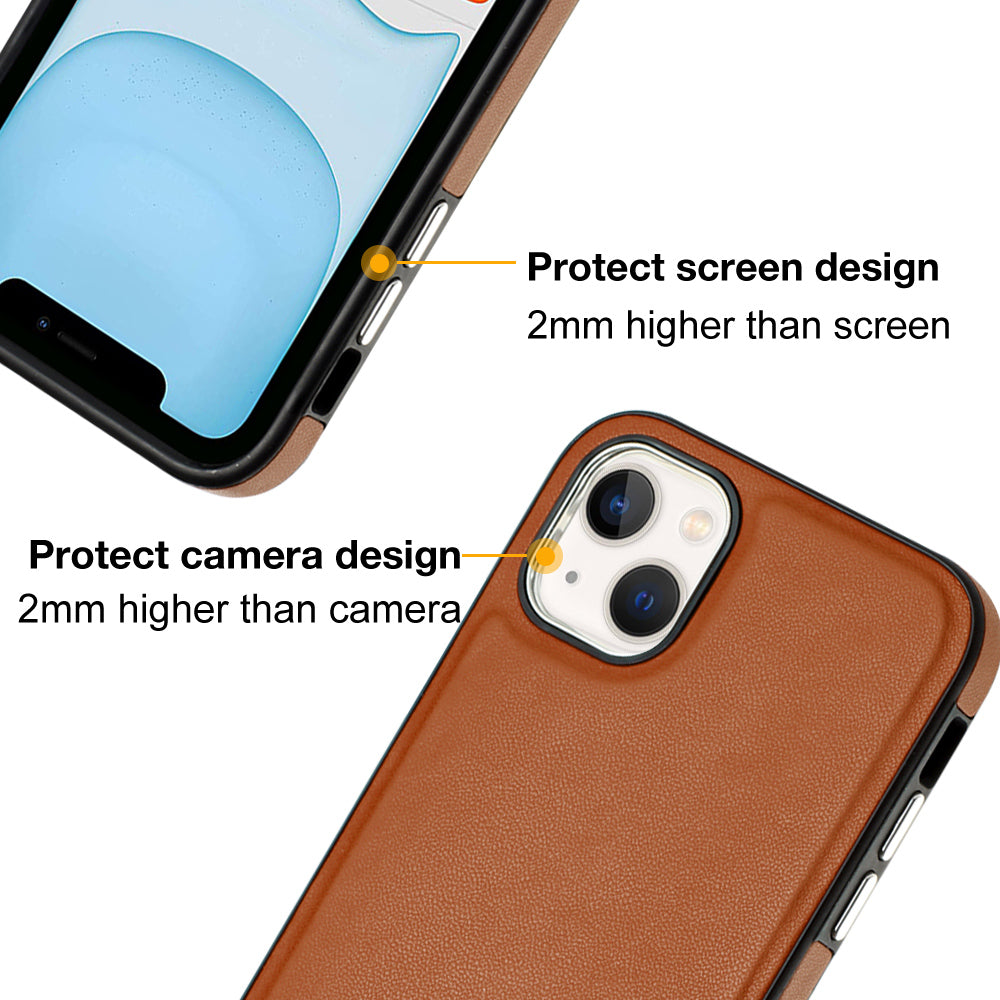 YB Leather Coating Series-6 For iPhone 13 PU Leather+TPU Shell Shock-absorbing Cell Phone Case
