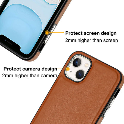 YB Leather Coating Series-6 For iPhone 13 PU Leather+TPU Shell Shock-absorbing Cell Phone Case