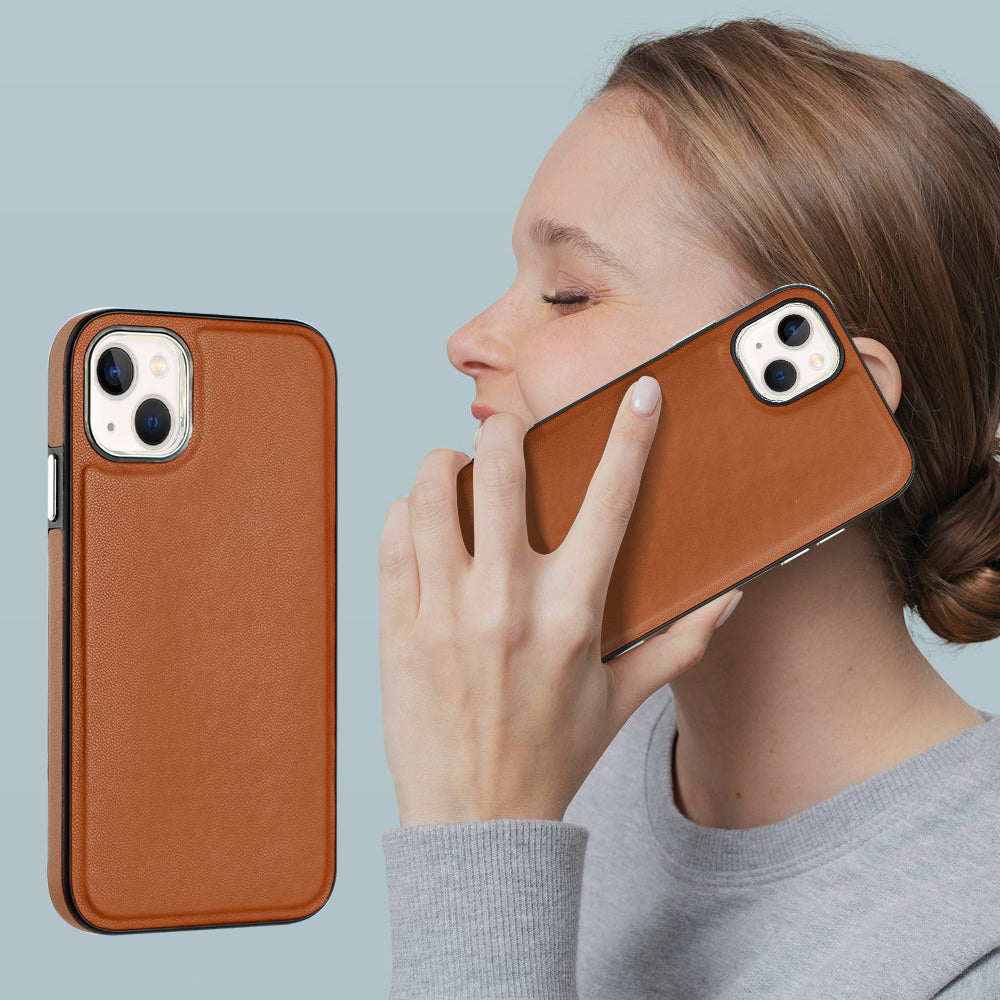 YB Leather Coating Series-6 For iPhone 13 PU Leather+TPU Shell Shock-absorbing Cell Phone Case