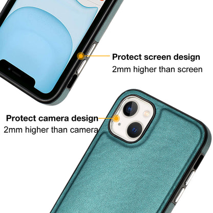 YB Leather Coating Series-6 For iPhone 13 PU Leather+TPU Shell Shock-absorbing Cell Phone Case