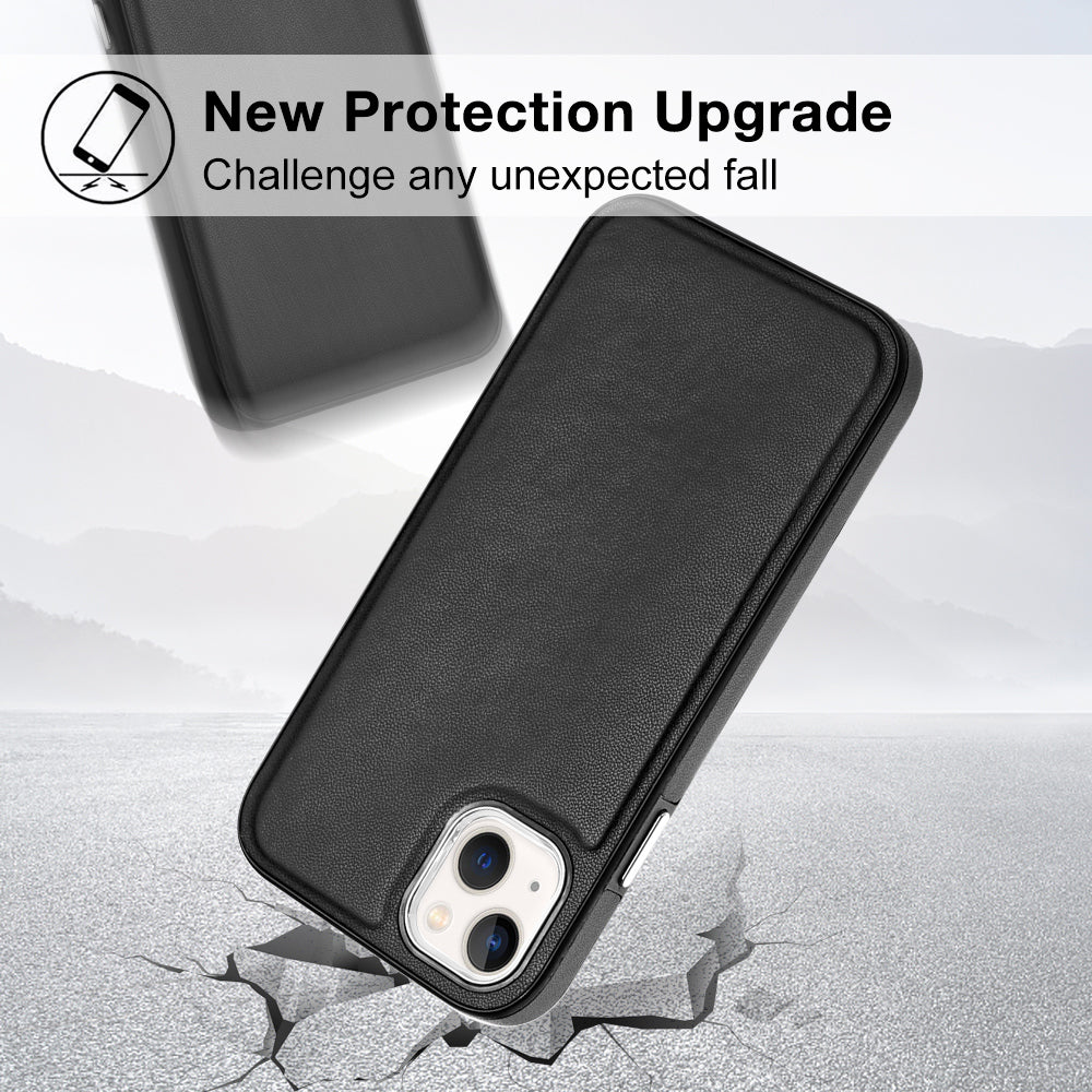 YB Leather Coating Series-6 For iPhone 13 PU Leather+TPU Shell Shock-absorbing Cell Phone Case