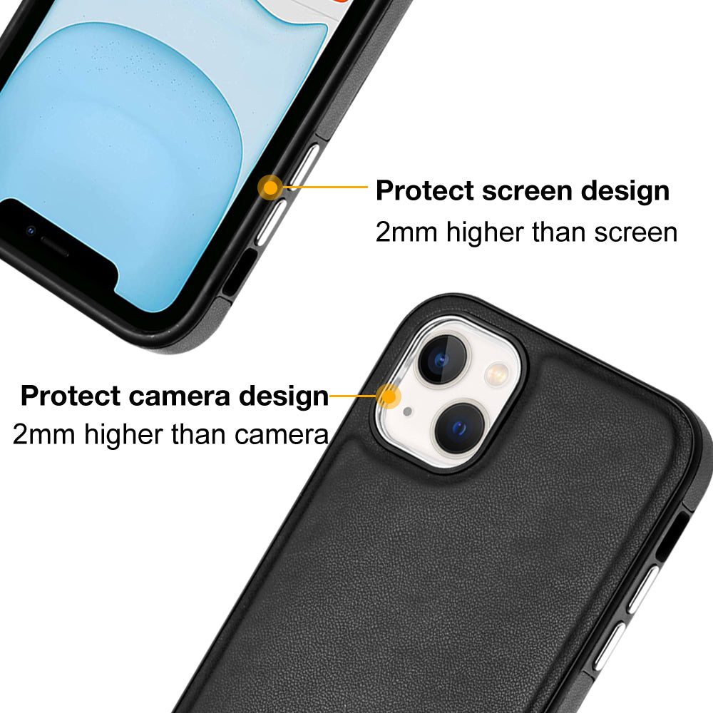 YB Leather Coating Series-6 For iPhone 13 PU Leather+TPU Shell Shock-absorbing Cell Phone Case