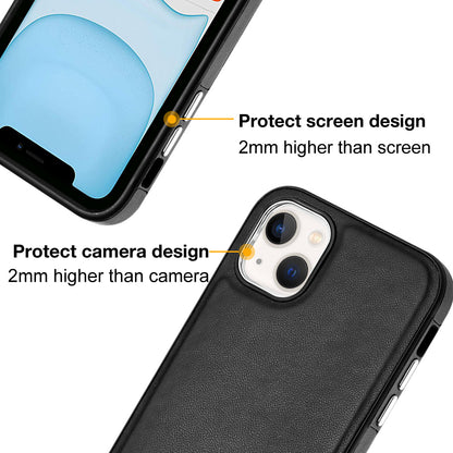 YB Leather Coating Series-6 For iPhone 13 PU Leather+TPU Shell Shock-absorbing Cell Phone Case