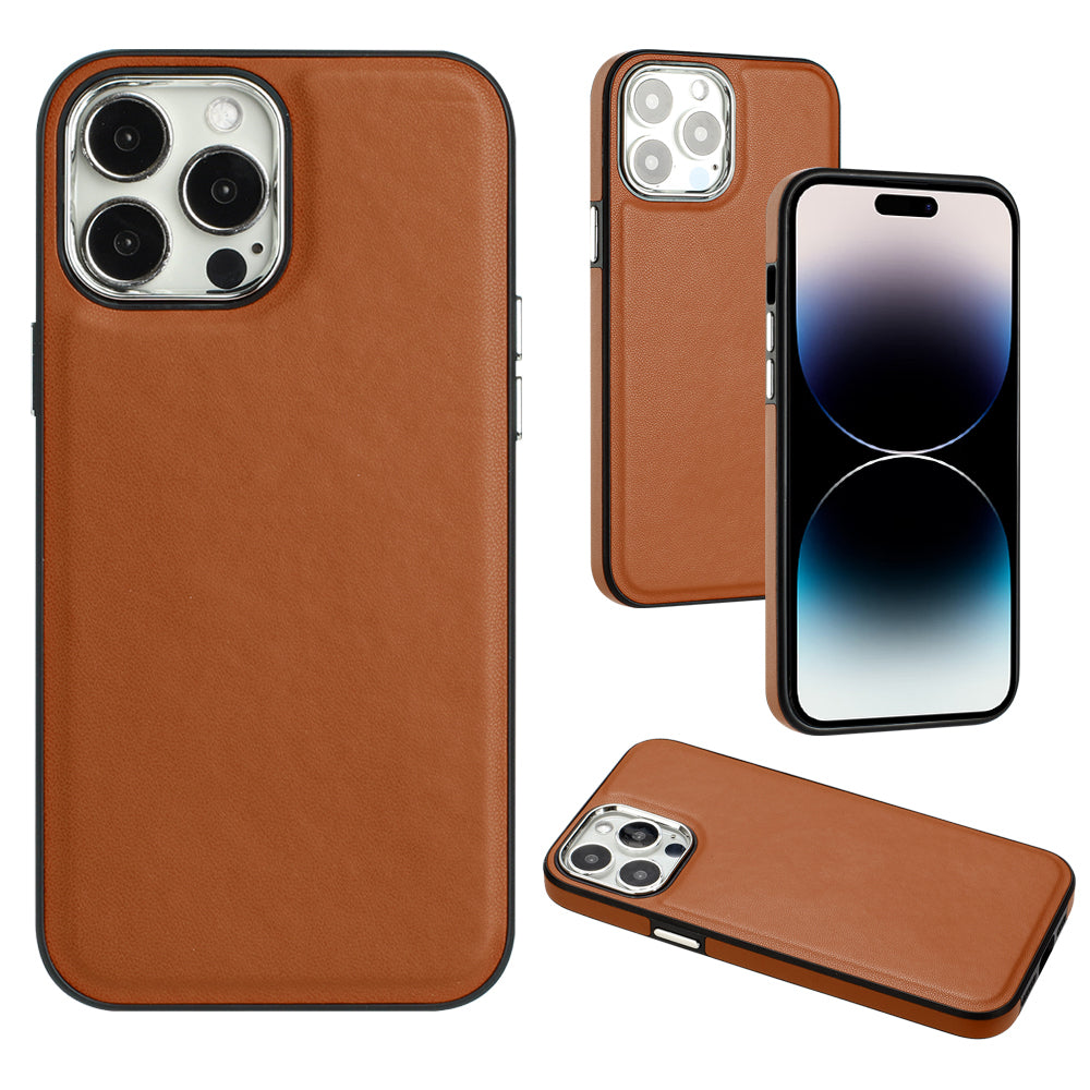 YB Leather Coating Series-6 For iPhone 14 Pro PU Leather+TPU Shell Drop Protection Cell Phone Case