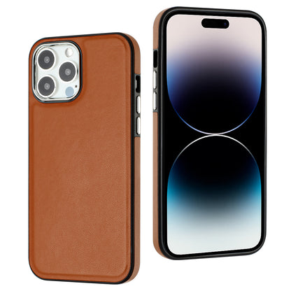 YB Leather Coating Series-6 For iPhone 14 Pro PU Leather+TPU Shell Drop Protection Cell Phone Case