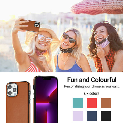 YB Leather Coating Series-6 For iPhone 14 Pro PU Leather+TPU Shell Drop Protection Cell Phone Case