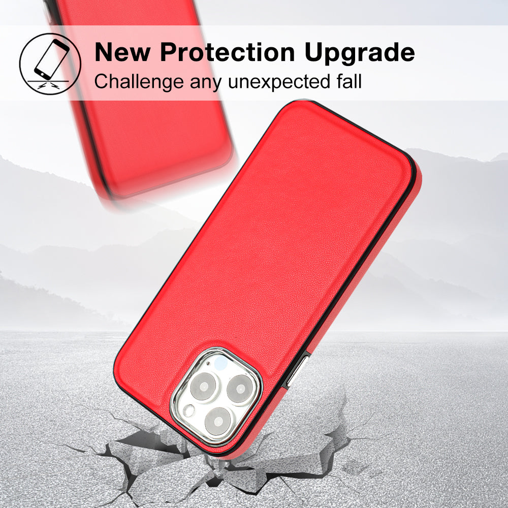 YB Leather Coating Series-6 For iPhone 14 Pro PU Leather+TPU Shell Drop Protection Cell Phone Case