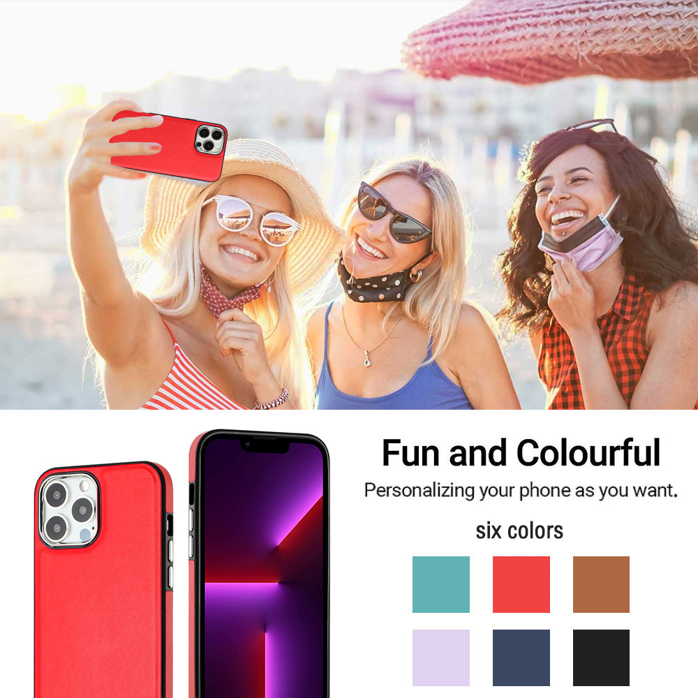 YB Leather Coating Series-6 For iPhone 14 Pro PU Leather+TPU Shell Drop Protection Cell Phone Case