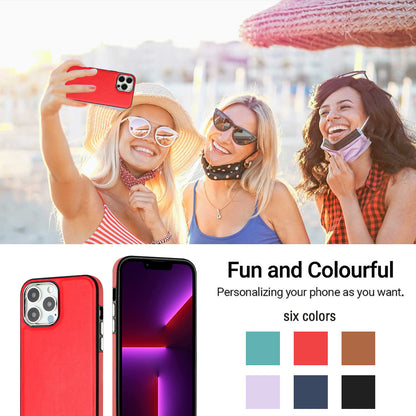 YB Leather Coating Series-6 For iPhone 14 Pro PU Leather+TPU Shell Drop Protection Cell Phone Case