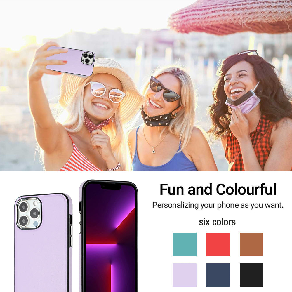 YB Leather Coating Series-6 For iPhone 14 Pro PU Leather+TPU Shell Drop Protection Cell Phone Case