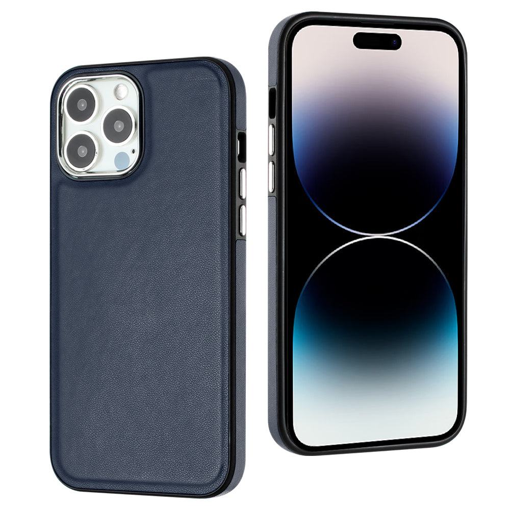 YB Leather Coating Series-6 For iPhone 14 Pro PU Leather+TPU Shell Drop Protection Cell Phone Case