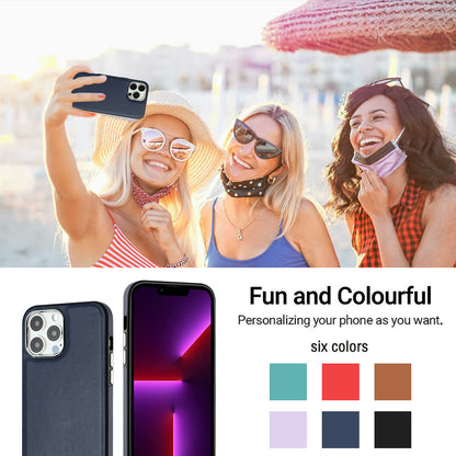 YB Leather Coating Series-6 For iPhone 14 Pro PU Leather+TPU Shell Drop Protection Cell Phone Case