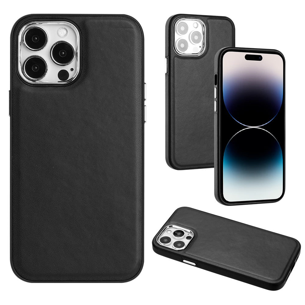 YB Leather Coating Series-6 For iPhone 14 Pro PU Leather+TPU Shell Drop Protection Cell Phone Case