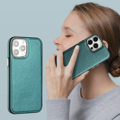 YB Leather Coating Series-6 For iPhone 14 Pro PU Leather+TPU Shell Drop Protection Cell Phone Case