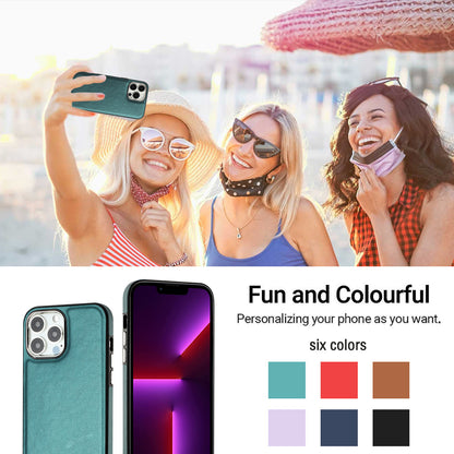 YB Leather Coating Series-6 For iPhone 14 Pro PU Leather+TPU Shell Drop Protection Cell Phone Case