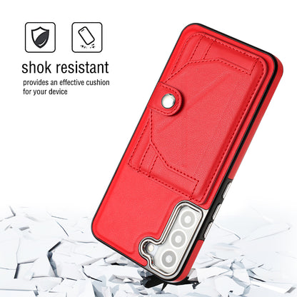 YB Leather Coating Series-4 for Samsung Galaxy S21 FE 5G Card Holder Case Kickstand PU Leather Coated TPU Phone Cover