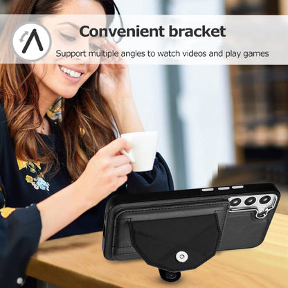 YB Leather Coating Series-4 for Samsung Galaxy S21 FE 5G Card Holder Case Kickstand PU Leather Coated TPU Phone Cover