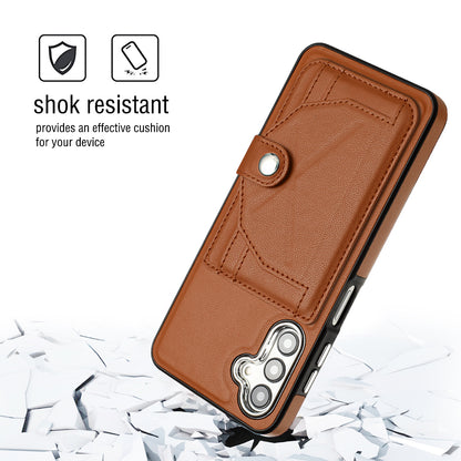 YB Leather Coating Series-4 for Samsung Galaxy A13 5G / M13 5G / A04s 4G / A04 4G Kickstand Case Card Holder Phone Cover