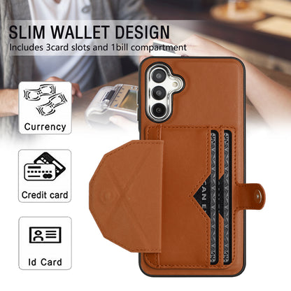 YB Leather Coating Series-4 for Samsung Galaxy A13 5G / M13 5G / A04s 4G / A04 4G Kickstand Case Card Holder Phone Cover