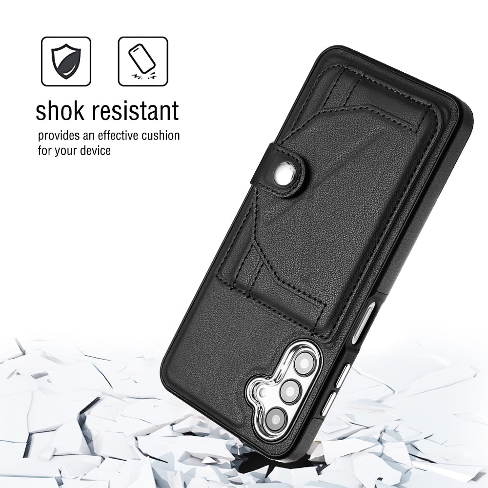 YB Leather Coating Series-4 for Samsung Galaxy A13 5G / M13 5G / A04s 4G / A04 4G Kickstand Case Card Holder Phone Cover