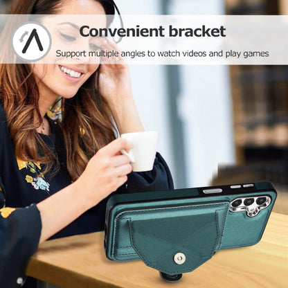 YB Leather Coating Series-4 for Samsung Galaxy A13 5G / M13 5G / A04s 4G / A04 4G Kickstand Case Card Holder Phone Cover